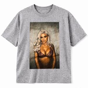 Kylie Jenner T Shirt XXL 2XL Gray Short Sleeve Collection Pinup Photograph